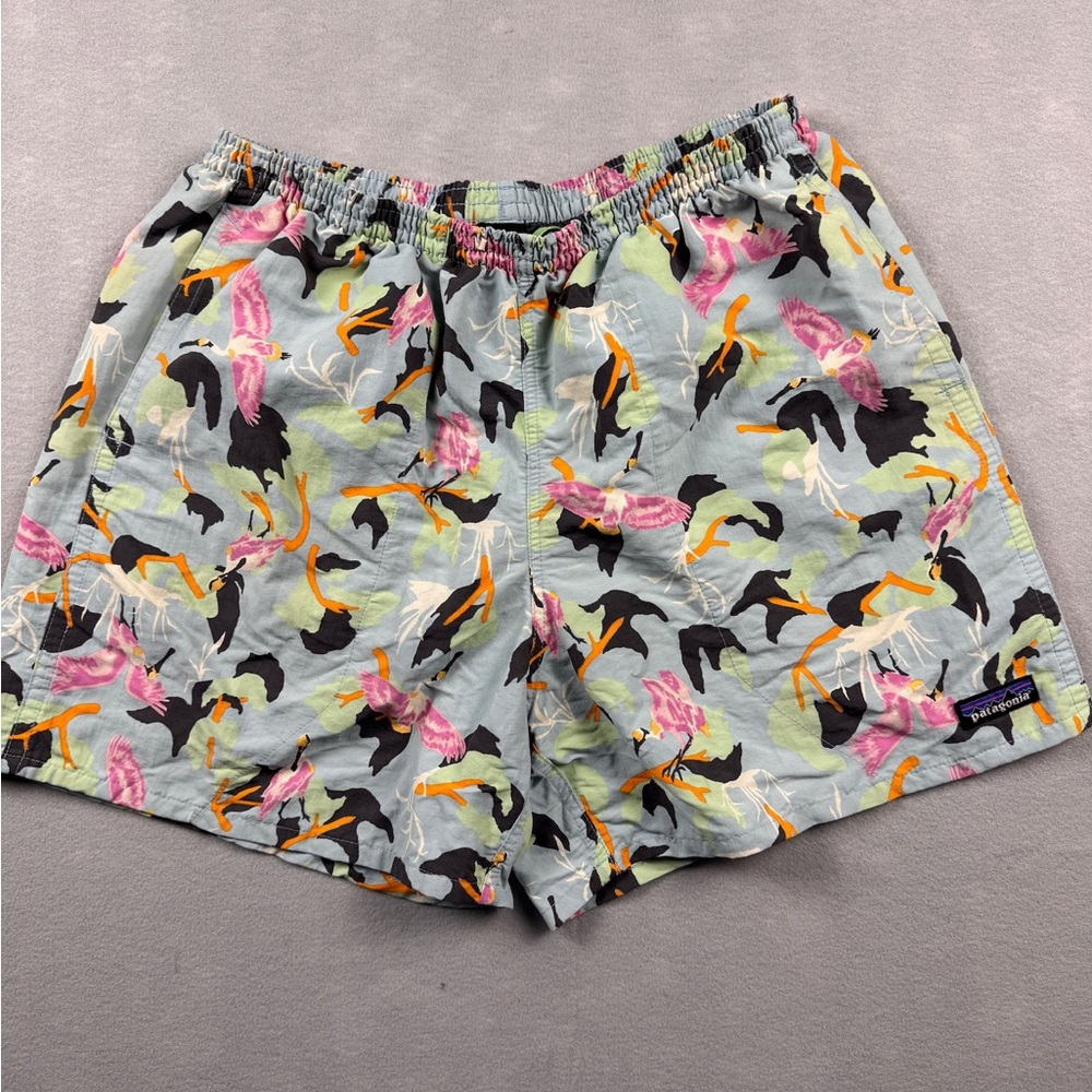 PATAGONIA Baggies Swim Shorts Men’s Large Spoonbills Lined Trunks Tropical Beach